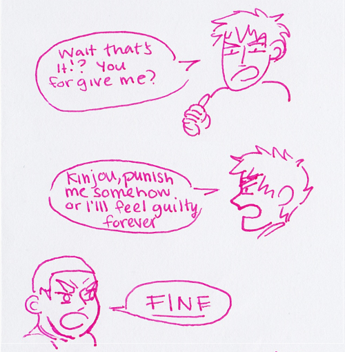 justicewetrust:  This is lit erally the dumbest thing I have ever drawn Also Kinjou no. Never sew that on a tshirt.   