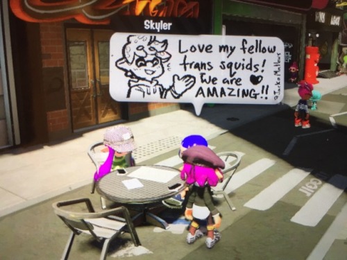 swordmutuals:  fallska: this new trend of trans positivity in splatoon 2 is the purest thing ever  @lord-hekutoru-of-ostia 