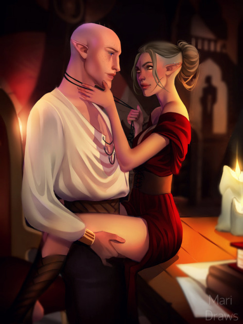 letsgetonwithit:i commissioned the lovely @imaridraws to draw Solas &amp; my inquisitor Sia! thank y
