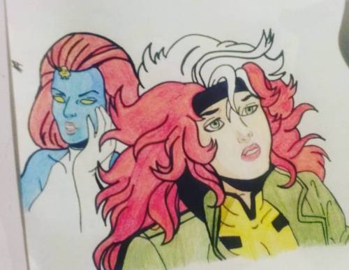 Sleepy bored as hell #xmen #xmencartoon #rogue #mystique #drawing #colorpencildrawing