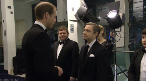 bakerstreetbabes:reichenfeels:valiantwolf:Martin Freeman and Prince William at the London Hobbit Pre