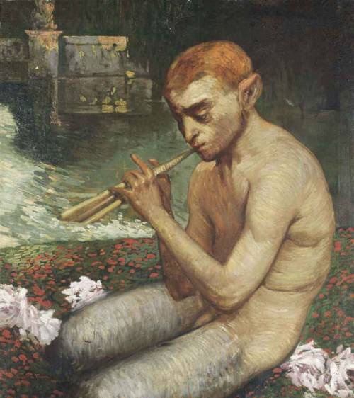 blastedheath: Gaston La Touche (French, 1854-1913), Pan playing a tune by the river, 1898. Oil on ca