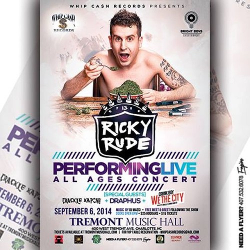 THIS SATURDAY: RICKY RUDE @rickyrude13 at Tremont Music Hall on September 6… tix on sale NOW at #tremontmusichall.com! #twitfromthepit