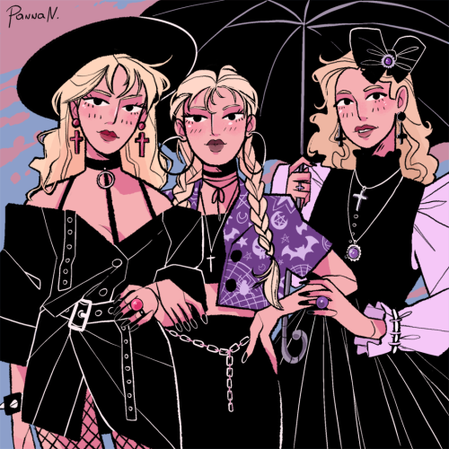 pannan-art:goth sisters@batsandnerds