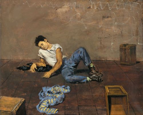beyond-the-pale:Man on Floor, Leaning on