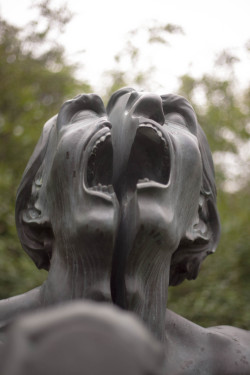 Red-Lipstick:the Split Man Sculpture In Victoria’s Way Indian Sculpture Park,