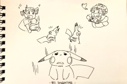 davinaarts:Inktober Day 11: Disgusting~Poor Pikachu, has to try all of Gou and Ash