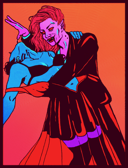 skeletonlesbian:  I’m late for Halloween but i wanted to draw some more lesbian vampires