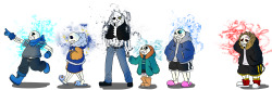 the-noise-maker:  Look at them. ALL of them. They’re fucking awesome.ALRIGHT Lemme see if i can do this right!!!Underswap Sans design belongs to @popcornpr1nce and @coastrobbo I believeOutertale Sans design belongs to @2mi127Gaster!Sans design belongs