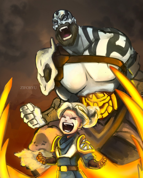 ziforyu:WE ARE MONSTAHS[image description: a drawing of Pike and Grog. Pike is a tiny light-skinned 