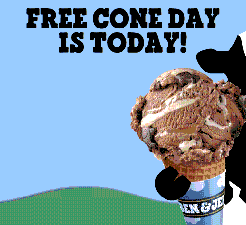 benandjerrys:  Today is Free Cone Day at Ben &amp; Jerry’s! Find a Ben &amp;