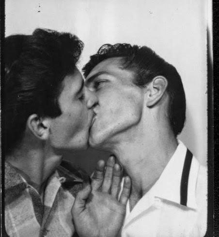 ccute-couples:   Two men kissing in a photo booth in 1953 (source)  