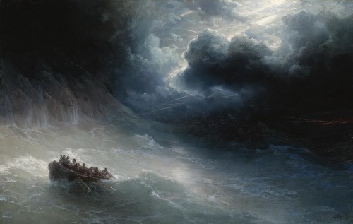 The wrath of the seas.1886 Oil on Canvas.70 x110 cm.Art by Ivan Konstantinovich Aivazovsky.(1817-190