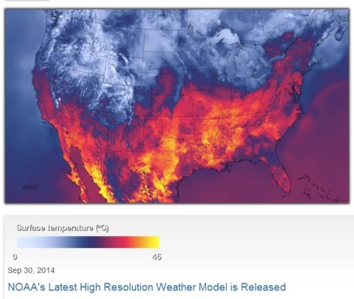 wtf即：“HT@matthewbgilmore美国国家海洋和大气管理局（NOAA）的新天气模型使用了一个粗糙而引人注目的颜色渐变——如此之大，以至于它压倒了它试图描述的数据——显然，故事似乎是冰与火山的较量！”一方面，这个斜坡肯定是。。。