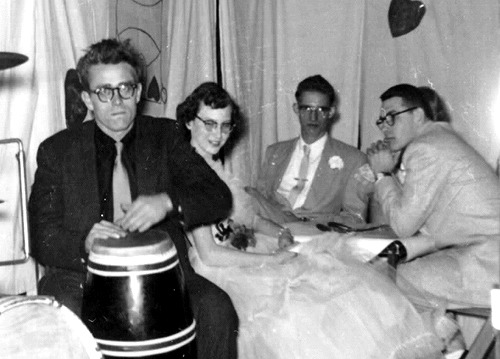 jamesdeaner:  James Dean photographed by Dennis Stock at the Sweethearts Ball at his old high school. 