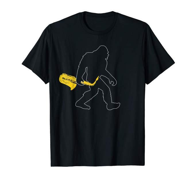 Amazon.com: Bigfoot saxophone musician t-shirt: Clothing