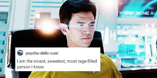 weirdfluffyunicornpig:Hikaru Sulu: the gay hero we deserve