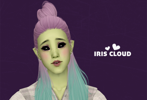 Iris CloudRequested sim. She comes packaged with black base game hair to avoid body shop baldness, s