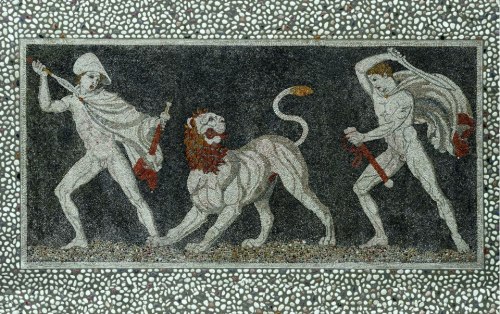 elyssediamond:Lion Hunt mosaic, 325-300 BC,Archaeological Museum of PellaGreece