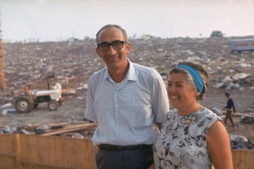 historicaltimes: Max &amp; Miriam Yasgur, owners of the farm where Woodstock was held, the day a