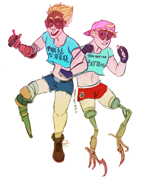 commission for @all-doofed-out- their war boy oc tally and junkrat! it was fun to draw lol