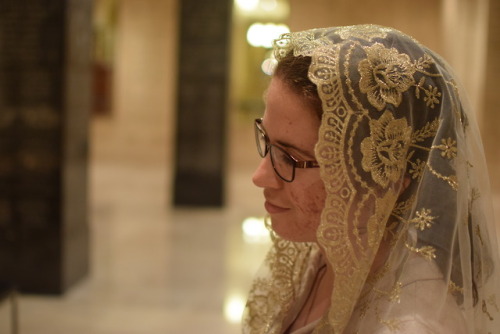 Veil: Our Lady of Guadalupe (Ivory & Gold) by Evintage VeilsModel: @lipstick-stains-on-lace-veil