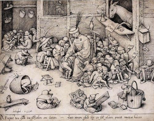 The Ass in the School, 1556, Pieter Bruegel the ElderMedium: pen,indianink