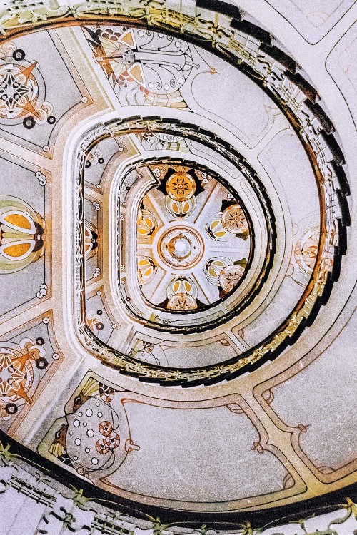 Staircase inside the Art Nouveau Museum, Riga, Latvia