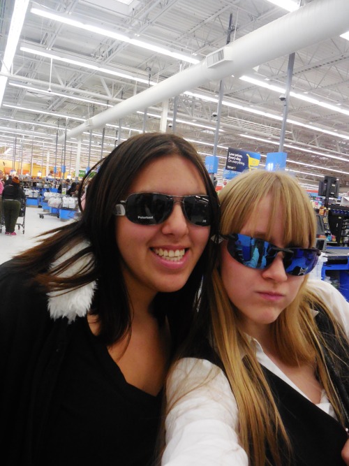 Shizuka (myself) and Kanra (yoru-to-hiru), being really incredibly sillycool in Walmart.