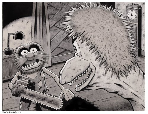driveintheaterofthemind: Arthouse Muppets Sam Raimi’s Evil Dead II featuring Animal And Queen 