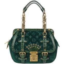 Imni-Nm:  Louis Vuitton A/W 2004 “Gracie Mm” Green Monogram Velour &Amp;Amp;