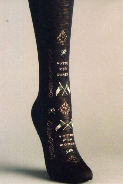 fuckyeahmodernflapper:“Votes for Women” stockings, 1910. Source: PBS Facebook.