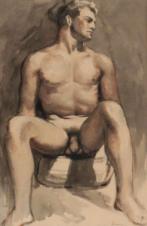 pookiestheone:  James Gleeson (1915-2008) Seated Nude