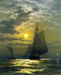 sbsebek:    Edward Moran  Sailing by Moonlight, New York Harbor . 
