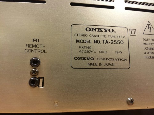 Onkyo TA-2550 Stereo Cassette Tape Deck, 1988