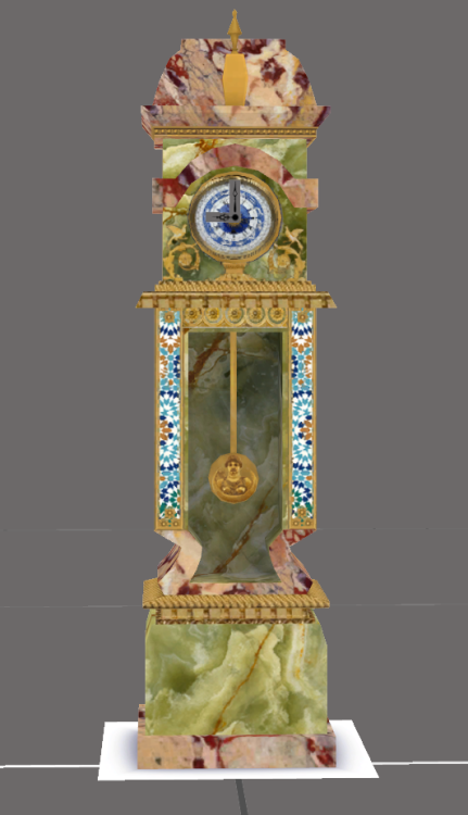 WIP: Green Onyx & Ormolu Clock with Islamic mosaics.I saw this incredible pedestal clock on IG a