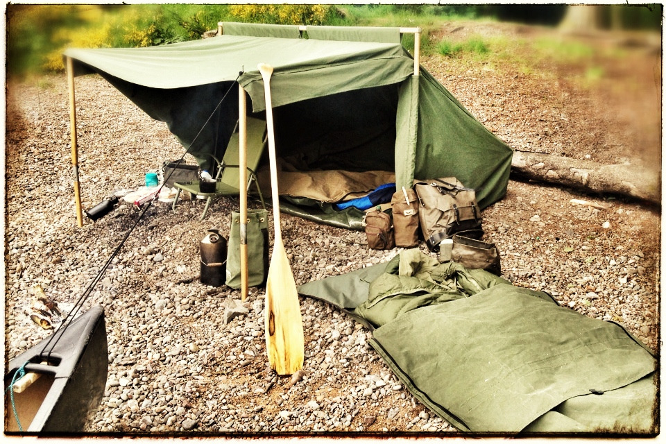 nessmuk:  Wynnchester Baker Tent and canvas bedroll, Scotland