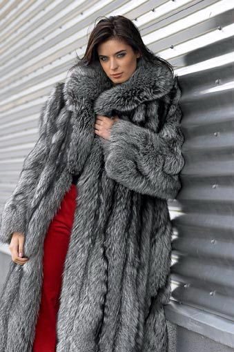 Lesbian fur coat smoking