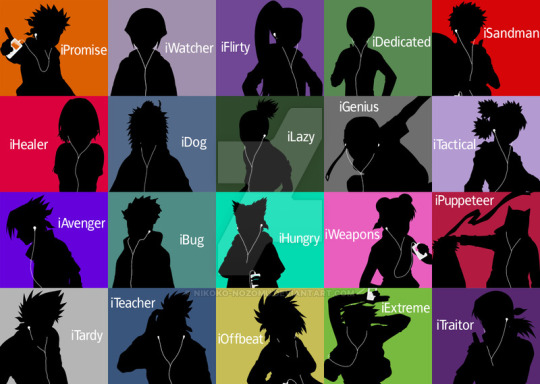 rageomega:  lyrik-rose:  bpdiconnaruto:  bpdiconnaruto: reblog if ur old enough to remember those fucking edits of all ur favorite characters styled like the old ipod ads as silhouettes with headphones these. by the thousands.     @novaschaos 