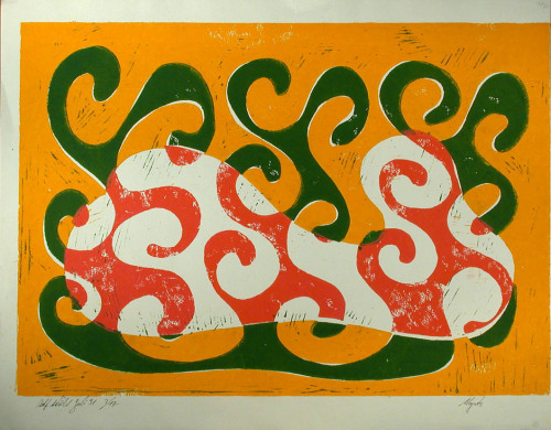 ein-bleistift-und-radiergummi:Adolf Ralf ‘Abstract Composition’ 1991 Colour Woodcut