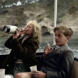 genterie:Princess Yvonne   of Sayn-Wittgenstein-Sayn   in Germany  and her  brother Prince  Alexander, photo staged and taken by their mother  Princess Marianne Sayn-Wittgenstein-Sayn  (1955)