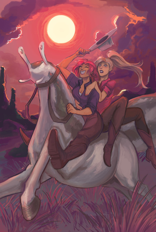 crowtez: SakuIno cowgirls I did for the @gaynarutozine Loving Dreamers! Happy Pride, everybody.