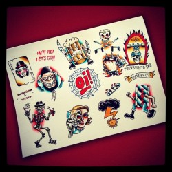 Pendenziero:  Punk, Hardcore And Oi! Flash Sheet. #Traditional #Flash #Tattoo #Traditionaltattooflash