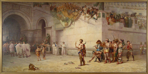 enchantedsleeper: The Emperor Commodus Leaving the Arena at the Head of the Gladiators, Edwin Howlan