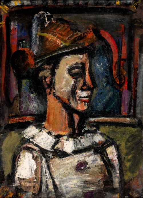 amare-habeo:  Georges Rouault (French, 1871 - 1958) The Clown’s Profil, 1938-1939