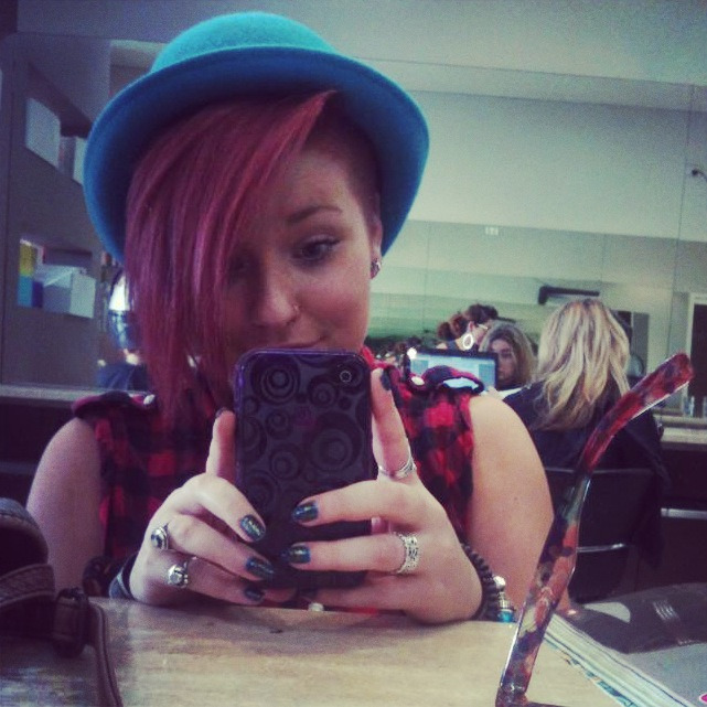 ttthea:  Bought a blue bowler and had the sides and back of my head shaved. Today