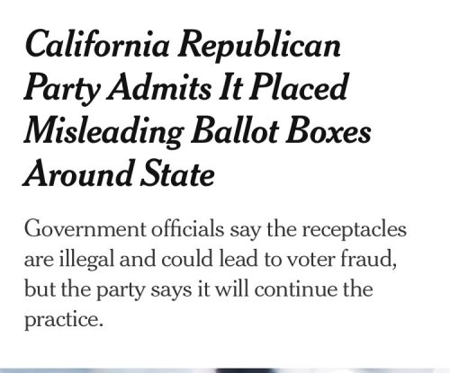 boykeats: cowboywannabe:  justsomeantifas: so those fake ballot boxes being reported around Californ