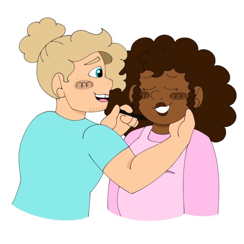 She Was Too Tired To Do Her Makeup So Hes Doing It For Her (hes Trying His Best )
