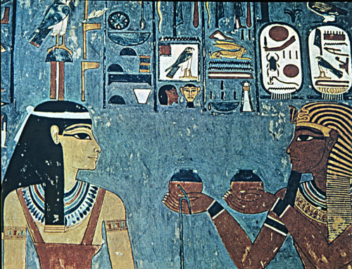 Horemheb Making an Offering to Imentet-HathorDetail of a wall painting depicts the pharaoh Horemheb 