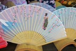 ninetail-fox:Japanese folding fans ,Kyoto